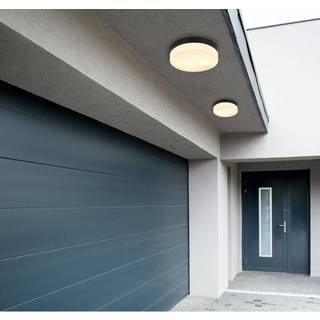 Udendørs loftslampe Vranos, mat sort, Ø 24 cm, aluminium