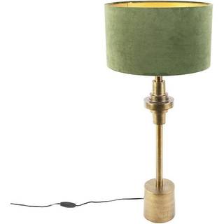 Art Deco bordlampe med fløjlsskærm grøn 35 cm - Diverso
