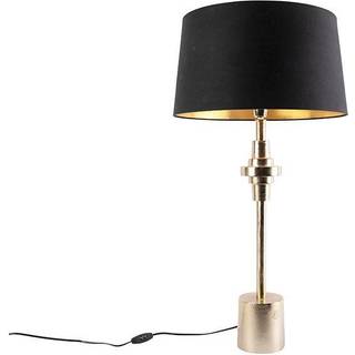 Art deco bordlampe sort med bomuldsskærm sort 45 cm - Diverso