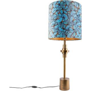 Bordlampe bronze fløjlsskærm sommerfugl design 40 cm - Diverso
