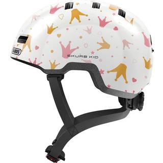 ABUS Hjelm Skurb Kid, White Crowns M - In-Mold Teknologi, Justerbart System, Hestehale-kompatibel, Optimal Ventilation