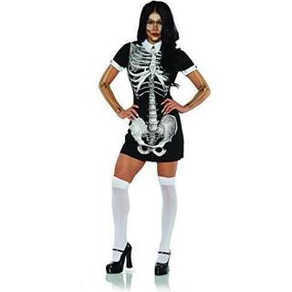 Kurzärmliges Skelett Minikleid mit Kragen S