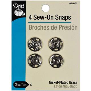 Dritz 80-4-65 SEW-ON SNAPS Nikkelbelagt messingst?rrelse 4 4-t?lling