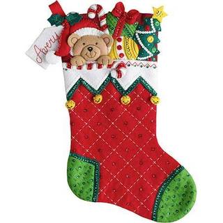 Bucilla Felt Stocking Applique Kit 18 """" Long-ferien Teddy