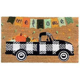 Briarwood Lane Black Checkered Truck Fall Coir Doormat Natural Fiber 18 """" X 30 """"