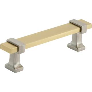 Amerock | Kabinettræk | Børstet guld/satin nikkel | 3-3/4 tommer (96 mm) Center til centrum | Overton | 1 pakke | Skuffet træk | Skuffehåndtag |