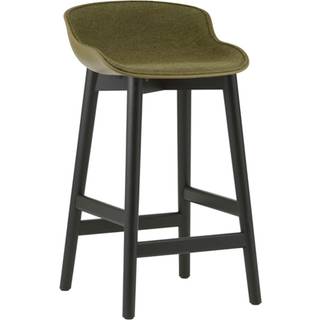 Normann Copenhagen Hyg Barstol 65 Cm Betrukket Forside / Sort Egetræ - Barstole Ny Uld Olivengrøn - 605153