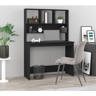 skrivebord m. hylder 102x45x148 cm konstrueret træ sort