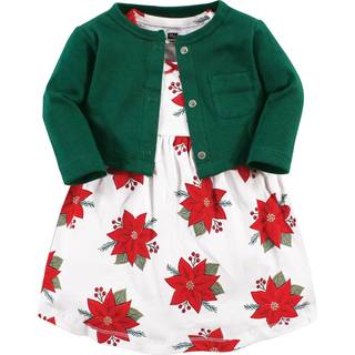 Hudson Baby Baby Girls 'Cotton Dress and Cardigan Set Poinsettia 9-12 måneder