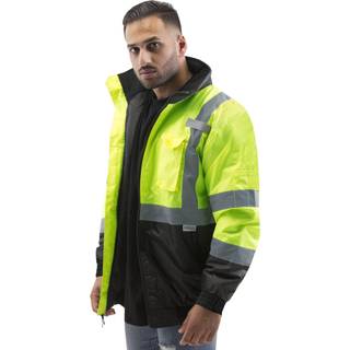 Jorestech Safety Bomber Jacket Vandt?t reflekterende h?j synlighed gul/lime ANSI klasse 3 niveau 2 type R JK-01 (2xl)
