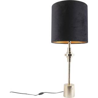 Art Deco bordlampe guld fløjlskærm sort 40 cm - Diverso