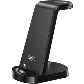 XO 3-i-1 opladningsstander med Lightning-stik og 15W hurtigopladning - Svart