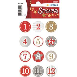 Herma stickers Christmas jule kalendergaver 1-24 rød