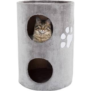 20,5 -tommer Cat Condo - 2 Story Cat House med sisal ridsepude tøndeformet kæledyr hus dækket af blødt stof af petmaker (grå)