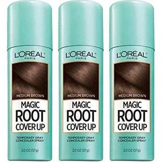 L'Oreal Paris Magic Root Cover Up Grey Concealer Spray Medium Brown 6 Oz (3 Pack)