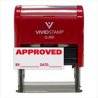 Godkendt w/efter dato Line Self -bl?kkekontor Rummistempel (r?d) - Medium