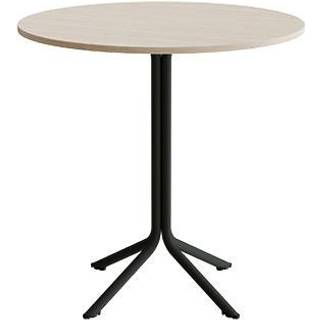 Bord Atlas 1133 Ø900x900mm, Hvidpigmenteret eg med sortoliven understel
