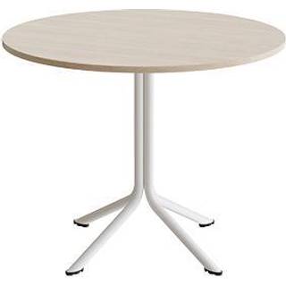 Bord Atlas 1133 Ø900x720mm, Hvidpigmenteret eg med hvidt understel