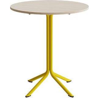 Bord Atlas 1133 Ø800x900mm, Hvidpigmenteret eg med gult understel