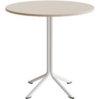 Bord Atlas 1133 Ø900x900mm, Hvidpigmenteret eg med hvidt understel