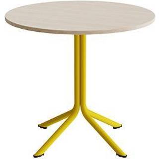 Bord Atlas 1133 Ø800x720mm, Hvidpigmenteret eg med gult understel