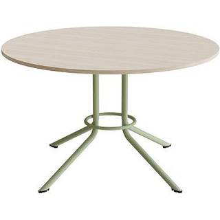 Atlas cafébord Ø120cm i hvidpigmenteret eg med grønt stel, højde 72cm