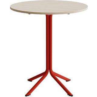 Bord Atlas 1133 Ø800x900mm, Hvidpigmenteret eg med rødt understel