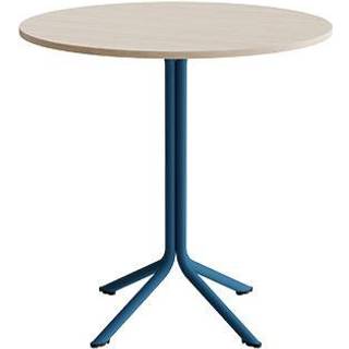 Bord Atlas 1133 Ø900x900mm, Hvidpigmenteret eg med azurblåt understel