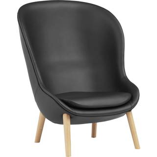 Normann Copenhagen Hyg Lænestol Høj / Egetræ - Lænestole Læder Sort - 603822