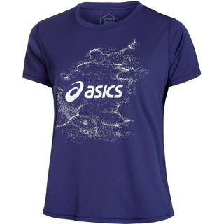 Asics Nagino Graphic Run SS Top - XS, Blå T-shirt til Dame, Åndbar & Svedtransporterende