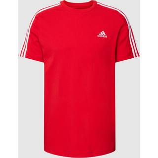 Essentials Single Jersey 3-Stripes T-shirt - Better Scarlet / White