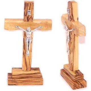 Holy Land Market Olive Wood Standing Cross med Crucifix. (5 tum)