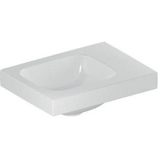 Geberit iCon Light håndvask: Hvid, B=38cm, H=13cm, T=28cm, Hanehul=Uden, Overløb=Uden, Opbevaringsflade=Til højre