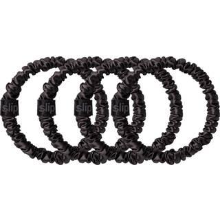 Slip - Skinny Hårelastikker I Ren Silke - 4 Hårelastikker - Scrunchies Pure Silk Skinny Black - For Women