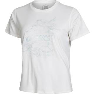 Asics Nagino Graphic Run SS Top - Dame T-shirt, Hvid, Str. XL - Komfortabel til Løb