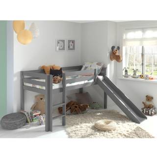 Loftseng med rutsjebane – Pino halvhøj 90 x 200 cm, grå