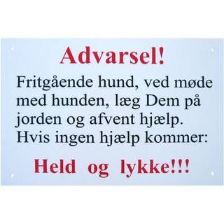 Skilt "Advarsel" Hvid 20x29cm