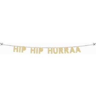 Guirlande, Hip Hip Hurraa, guld glitter, 3 m.