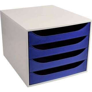 Exacompta Ecobox Skuffekabinet, 4, grå/blå
