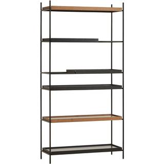 Woud Tray Shelf Reol High Short: 2 Black Wide: 2 Walnut + 2 Black