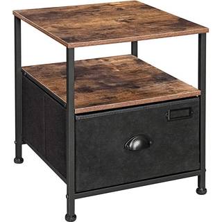 SONGMICS natbord med opbevaring, stofskuffekommode, industriel stil, sort