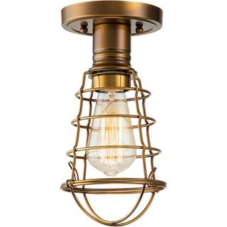 Mixon loftslampe med metalbur, antik messing