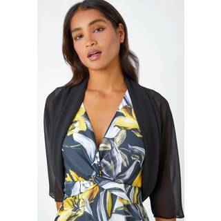 Roman Roman Black Ruched Hem Chiffon Jacket