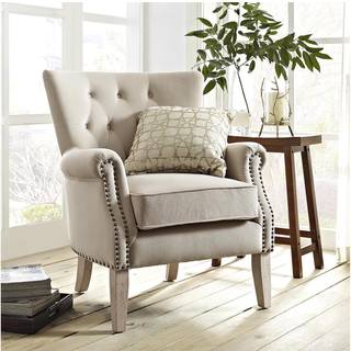 Polstret loungestol i stofbeige