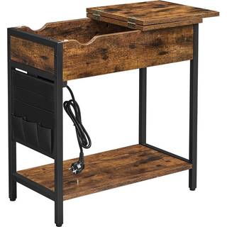 VASAGLE Sidebord folde Sengebord med stikkontakter, vintage brun sort