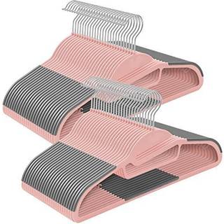 Songmics 50 Pack Coat Hangers, Plastic Suit Hangers, Heavy Duty, lyserød og mørkegrå