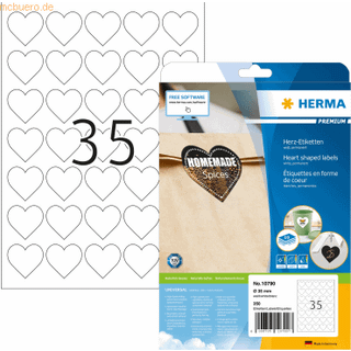 Herma label Premium hjerter 35mm A4, 10 ark af 35 etiketter, hjerter