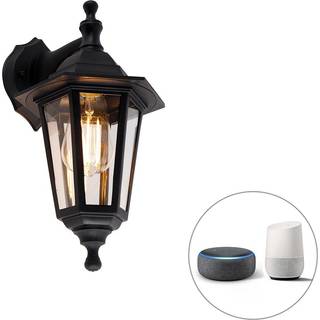 Smart udendørs væglampe sort IP44 inkl. Wifi ST64 - New Haven