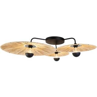 Rustik loftslampe sort med reb 3-lys - Leia