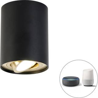 Smart loftspot sort med guld inkl. Wifi GU10 - Rondoo up